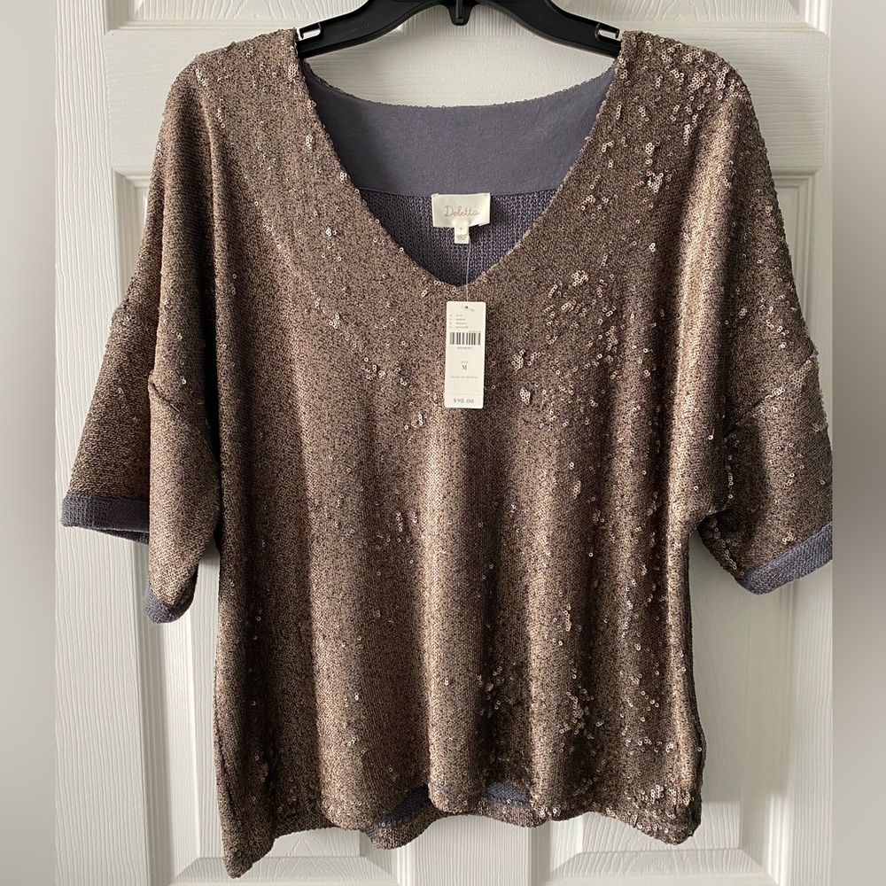 Anthropologie Deletta Sequin Top NWT